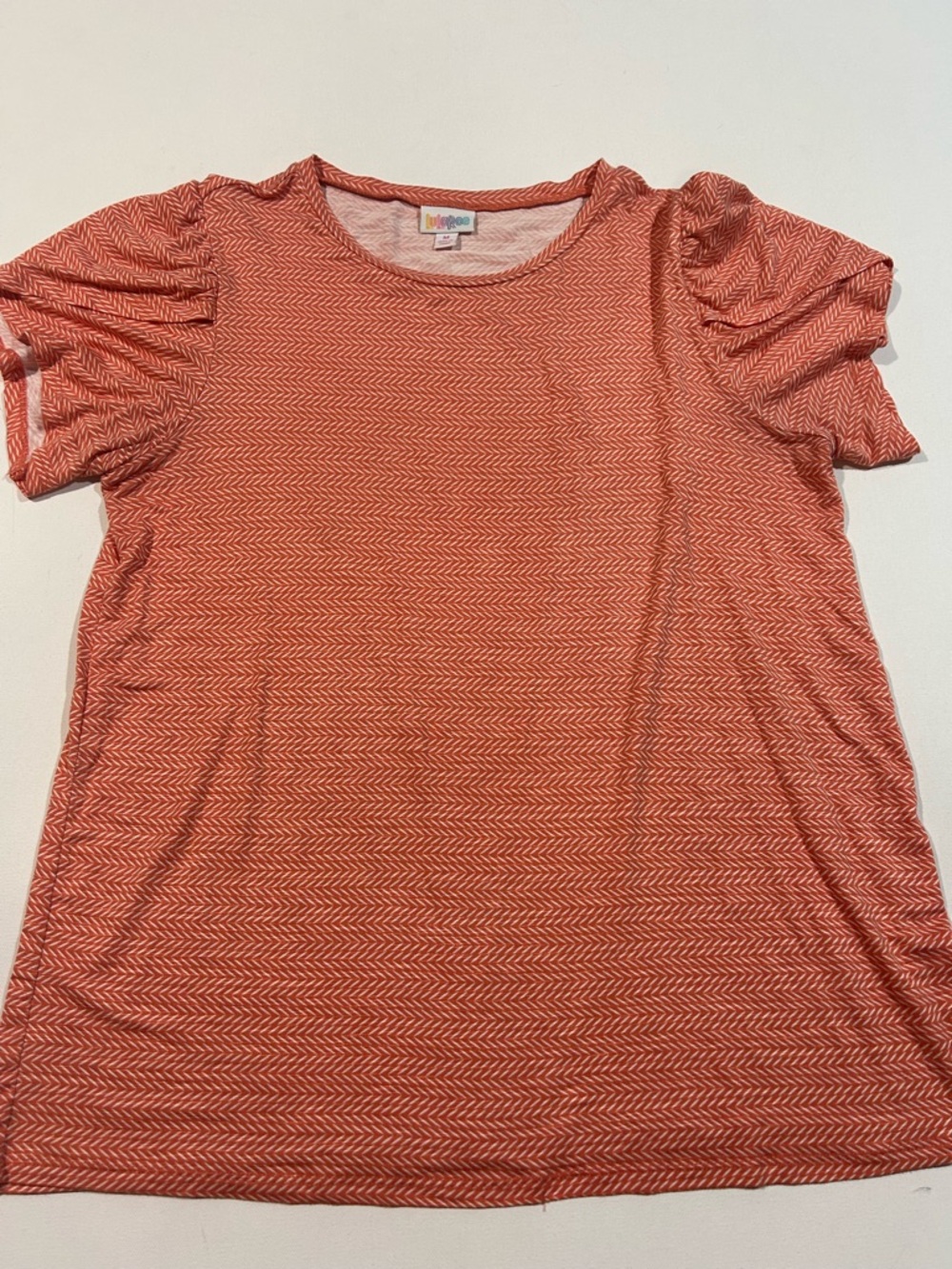 LuLaRoe Medium Women's Coral Chevron Puff-Sleeve Top